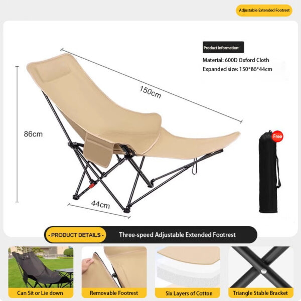 XCY-CJ002 Foldable Reclining Chair with Three-speed Adjustable Extended Footrest - Image 2